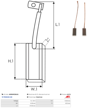 Balai / Charbon alternateur AB3004P(BULK)