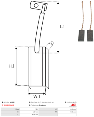 Balai / Charbon alternateur AB5001