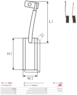 Balai / Charbon alternateur AB5003