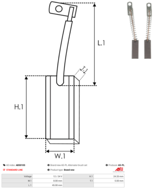 Balai / Charbon alternateur AB5010S