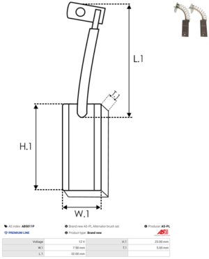 Balai / Charbon alternateur AB5011P