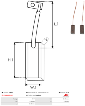 Balai / Charbon alternateur AB6003