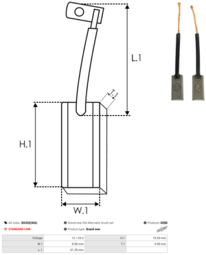 Balai / Charbon alternateur BX202(IKA)