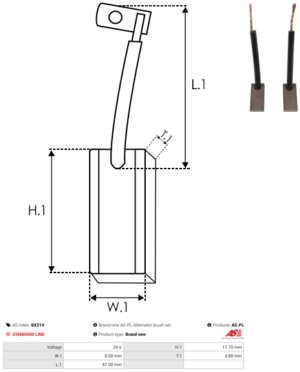 Balai / Charbon alternateur BX214