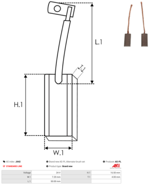Balai / Charbon alternateur JX42