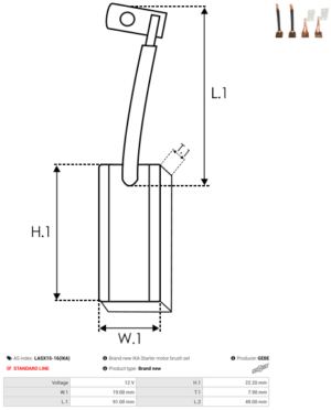 Balai / Charbon alternateur LASX15-16(IKA)