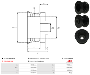 Poulie alternateur AP1007S