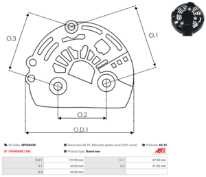 Capot alternateur APC6043S