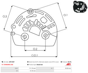 Capot alternateur APC1007
