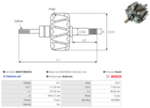Rotor alternateur AR0077(BOSCH)