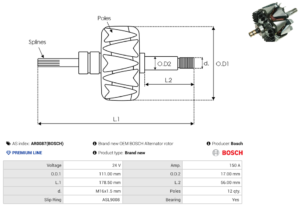 Rotor alternateur AR0087(BOSCH)