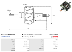 Rotor alternateur AR0095(BOSCH)