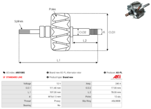 Rotor alternateur AR0108S