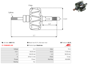 Rotor alternateur AR0111S
