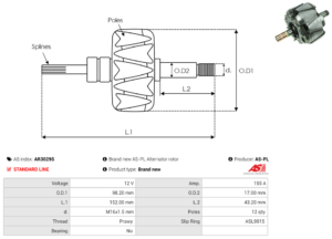 Rotor alternateur AR3029S