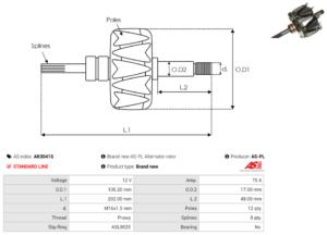 Rotor alternateur AR3041S