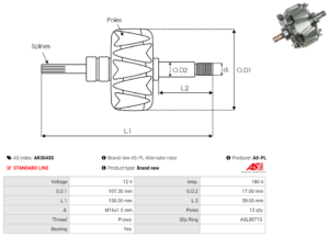 Rotor alternateur AR3043S