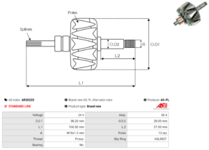 Rotor alternateur AR2022S
