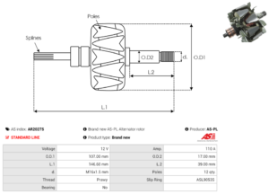 Rotor alternateur AR2027S