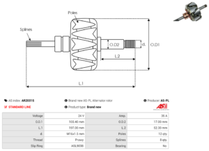 Rotor alternateur AR2031S