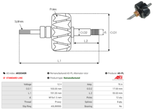 Rotor alternateur AR2034SR