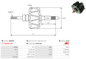 Rotor alternateur AR5044S