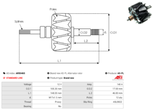 Rotor alternateur AR5046S