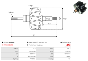 Rotor alternateur AR5048S