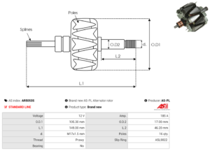 Rotor alternateur AR5053S