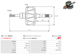 Rotor alternateur AR5074S