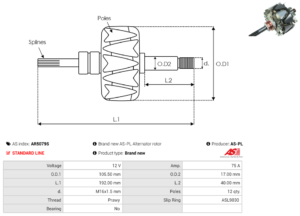 Rotor alternateur AR5079S
