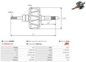 Rotor alternateur AR5080S