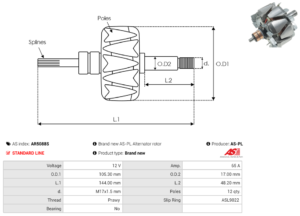 Rotor alternateur AR5088S