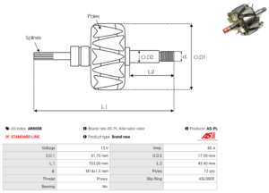 Rotor alternateur AR6008