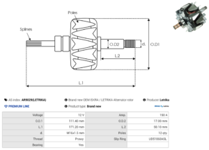 Rotor alternateur AR9029(LETRIKA)