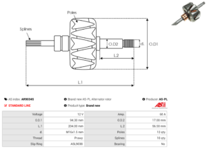 Rotor alternateur AR9034S