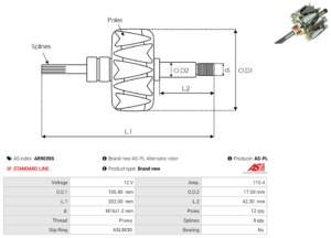 Rotor alternateur AR9035S