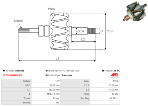Rotor alternateur AR9036S