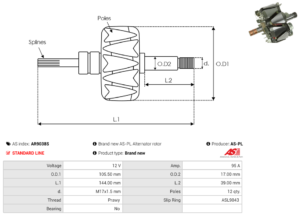 Rotor alternateur AR9038S