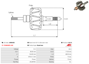 Rotor alternateur AR9043S