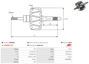 Rotor alternateur AR9044S