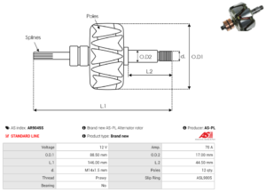 Rotor alternateur AR9045S