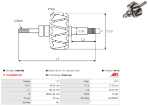 Rotor alternateur AR9053S