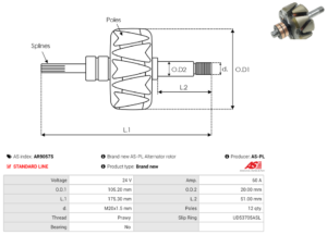 Rotor alternateur AR9057S