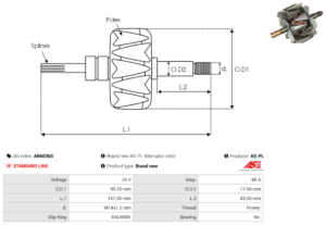 Rotor alternateur AR6036S