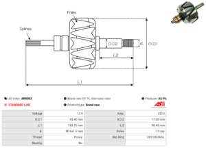 Rotor alternateur AR9002