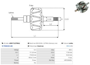 Rotor alternateur AR9017(LETRIKA)