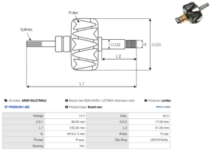 Rotor alternateur AR9019(LETRIKA)