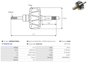 Rotor alternateur AR9020(LETRIKA)