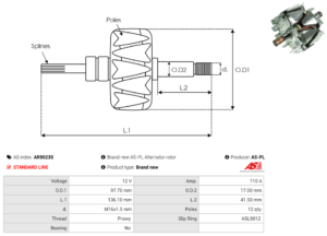Rotor alternateur AR9023S